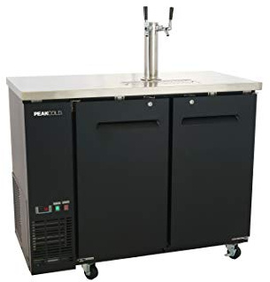 PEAKCOLD 2 Door Commercial Beer Dispenser - Double Tap Keg Cooler - Kegerator; 48 W