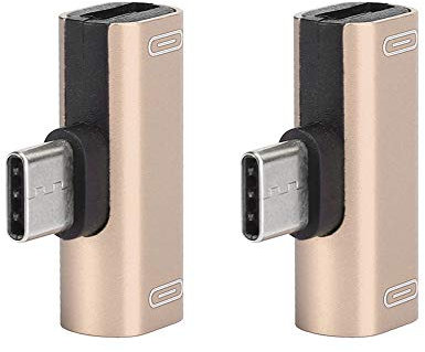 Mxtech 2-piece adapter, 2-in-1 converter, aluminum USB-C quick-charge splitter, type-C audio charger for 6/Note 3/MIX2S/MIX2(Golden)