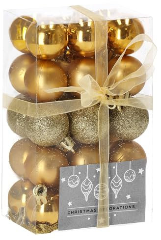 SPRINGOS Christbaumkugeln Kunstkugel 30 Stück bruchsicher Weihnachtskugeln Glitzer Matt Glanz Weihnachtsdeko Weihnachten (Gold)