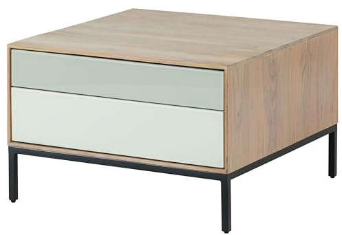 MASSIVMOEBEL24.DE Table Basse 67x67 Acacia laqué Gris-Blanc Chicago #13