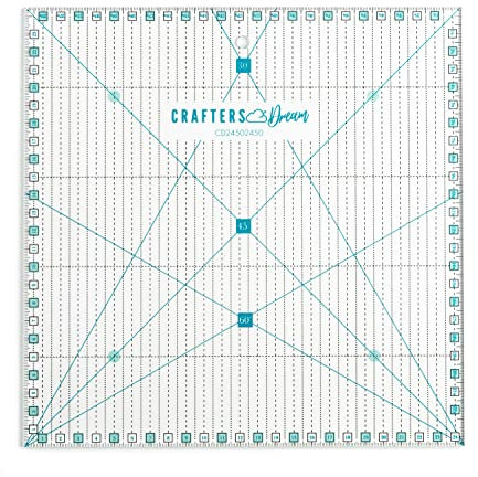 Crafters Dream Metrische Patchwork Lineal - Anti Rutsch Acryl Transparent Zentimeter Quilten, Handwerk, Patchwork, Schneiderei & Näh Lineal Alle Größen Erhältlich! (24.5cm x 24.5cm)
