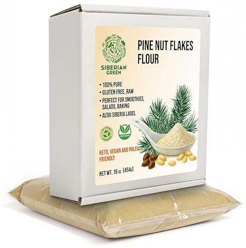 Siberian Pine Nut Flakes Flour Cedar Kernel Powder 454g (16 oz) Wild Harvested 100% Pure