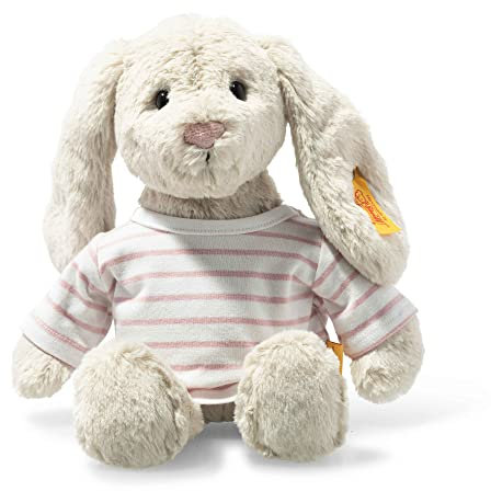 Steiff Kuscheltier Hase Hoppie, Süßes Stofftier, Jungen, Mädchen & Babys ab 0 Monaten, lange Ohren, 26 cm klein, Soft Cuddly Friends Hase mit T-Shirt, 080975