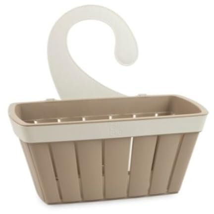 Ecoplast | Cestello Appendibile con Gancio, Cestino Portaoggetti in Plastica Riciclata, Colore Cappuccino, 27,5x13,3x26, Made in Italy