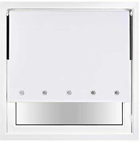 FURNISHED Blackout Roller Blind with Round Eyelets & Metal Fittings Trimmable - White, 230W x 165H cm
