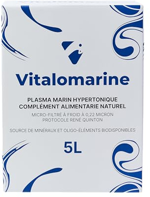 Plasma Marin 100% Naturel Hypertonique - 5 litres Bag in Box, muni d'un robinet distributeur - Capté dans le parc naturel de Cabo de Gata, Almería (Mer d'Alboran) Eau de mer - VitalOmarine (5 litres)