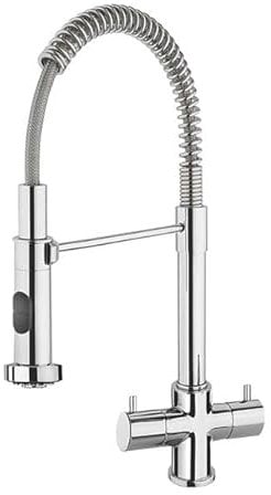 Franke Varzo Pull Out Mono Mixer Quarter Turn Twin Lever Chrome Kitchen Tap