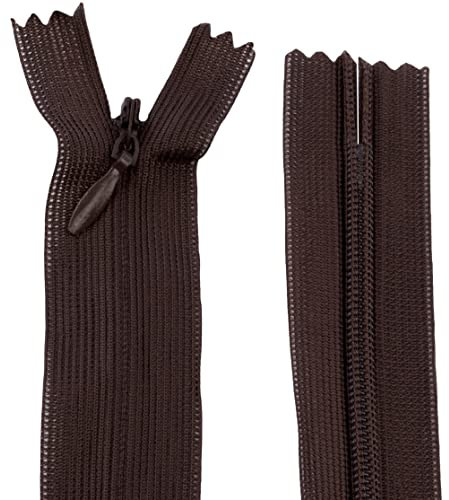 AERZETIX - C61711 - Satz mit 10 Reißverschlüssen unsichtbar 50cm Nicht trennbar - reißverschluß mit Gestell - Farbe braun - Lederwaren Jeans Hosen Kleid Rock Schieber kleidungsstück nähen