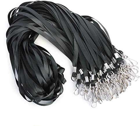 LOCONHA 50 Pack black lanyards Lanyards for Id Badges Lanyards Safety Badge Lanyard 18 with Swivel Hook