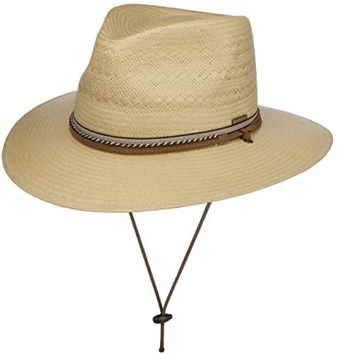 Stetson Ralcott Traveller Toyo Strohhut - Naturfarbener Hut mit Ledergarniturband- Klassischer Look - Sommerhut mit UV-Schutz 40+ - Unisex - Frühjahr/Sommer Natur XL (60-61 cm)