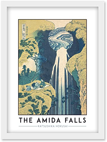Wee Blue Coo Katsushika Hokusai The Amida Falls Painting Artwork Framed Wall Art Print A4