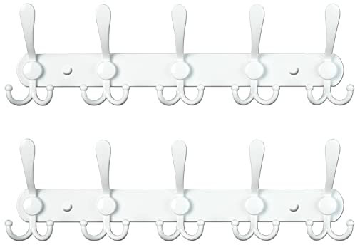 Encozy Wandgarderobe Schwarz, Garderobenleiste, Kleiderhaken wand, Gaderobenhakenleiste Edelstahl mit 15 Haken, Garderobe, Hakenleiste Garderobe (white)