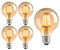Trango 5er Pack E27005 3-Stufen dimmbar E27 LED warmweiß Gold farbig 2500 Kelvin 4 Watt 400 Lumen, G80 Ø8cm Filament Edison Glühbirne, Amber Vintage Glühbirne, Retro-Beleuchtung Globe Leuchtmittel