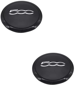 SHLPDFM Lot de 2 cache-moyeux - Pour Fiat 500 - 51884863 - Noir