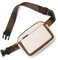 CLUCI Bauchtasche Damen PU Leder Gürteltasche Kleine Umhängetasche Verstellbarer Schultergurt Stylisch Brusttasche Sport Mode Hüfttaschen Beige mit Braun