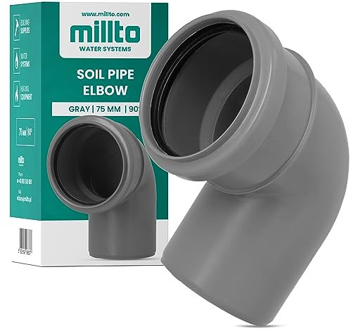 Millto™ Kunststoff Bogen 75x75 mm 90º PP-Bogen Abwasser Installation Rohrbogen Abwassersysteme Abflussrohr Anschluss Kanalisationsrohr Sanitärverbinder Armaturen für Entwässerungssysteme