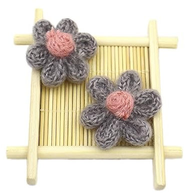 Wambere 10 Stück Blumen Patches Gestrickte Blümchen Gestickte Applikationen zum Aufnähen für DIY-Handyhüllen-Zubehör zum Aufhängen als Ornament,Kleidung T-Shirt Rucksack Hoodies Schuhe,Grau