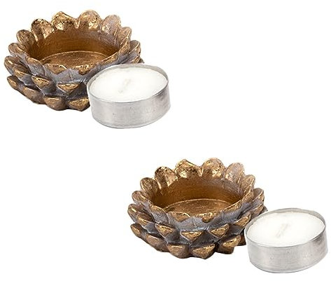 Warmhm 2st Tannenzapfen-kerzenhalter Tannenzapfen Kerzenhalter Kerzenschale Aus Glas Kerzenhalter Für Stumpenkerzen Kerzenhalter Für Tischdekoration Dorfkerze Ländlich Getränkehalter Harz