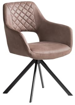 Woodkings Stuhl Corton 2er Set I Esszimmerstuhl drehbar mit weichem braunen Stoffbezug I bequemer Polsterstuhl mit Armlehnen für Küche Büro oder Wohnzimmer