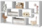 WOLTU Mensola da Muro con 8 Scomparti, Libreria da Parete Sospesa, Porta CD da Parete, Mensola per Cucina, Camera da Letto, Soggiorno, Scaffale Espositore Bianco, 85x16x48cm