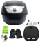 COMPATIBILE CON VESPA 50 LX 4T BAULETTO 28 LITRI SIFAM POLIPROPILENE COMPLETO DI PIASTRA+KIT MONTAGGIO VALIGIA BAULE PER PORTAPACCHI MOTO SCOOTER PER 2 CASCHI NERO OPACO