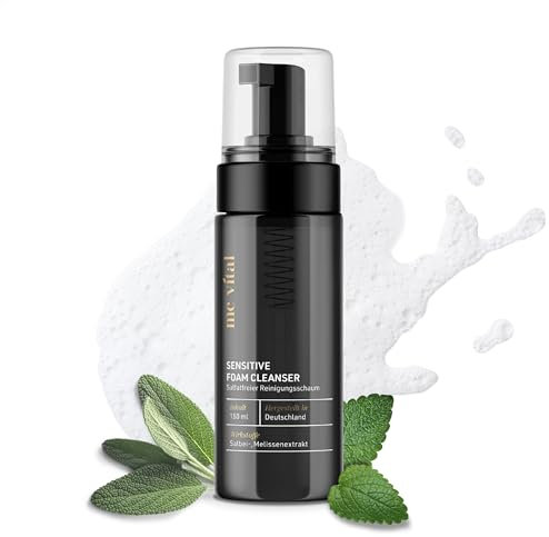 Sensitive Foam Cleanser Gesicht 150 ml mit Salbei- & Melissenextrakt - Reinigungsschaum Gesicht als Gesichtsreiniger - Gesichtsreinigung Face Cleanser Porenreiniger Gesicht Gesichtsreinigung Männer