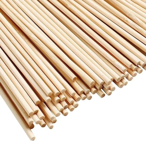 Lot de 150 tiges rondes durables en bois dur naturel pour loisirs créatifs (30 x 15 cm)