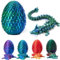 Dragon Articulé Imprimé en 3D, Dragon Imprimé en 3D dans Un œuf, Jouet articulé Dragon, Oeuf de Dragon Portable, Jouets de Dragon en Cristal Flexible et Articulé pour Autisme/TDAH (Bleu)