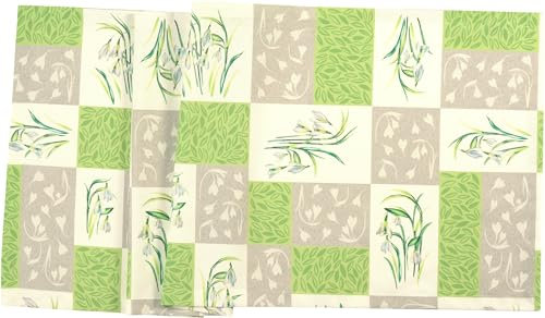 Sander - Tischläufer Snejana: Rechteckig, Grün, 70x90 cm, Frühling, Floral Spring, Patchwork-Muster, Plissierte Ecken, Mitteltisch