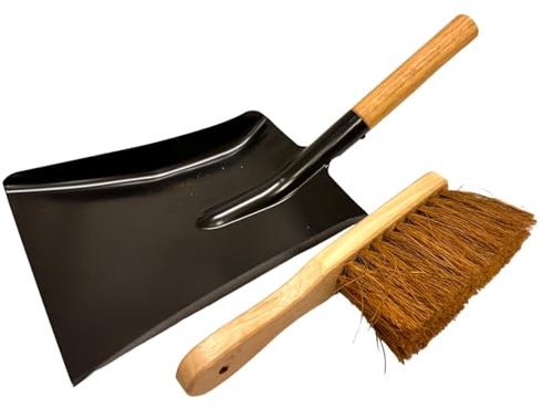 LSC Coal Ash Shovel with Soft Brush Wooden Handle Heavy Duty Metal Shovel for Digging, Gardening, Yardwork, Farming, and Outdoors Snow (SHOVEL AND SOFT BRUSH)