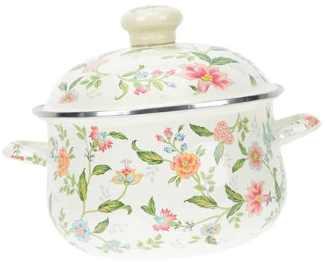 LeGDOr Enamel Enamel Soup Pot Soup Pot with Lid Pan with Lid Nonstick Ceramic Saucepan Vintage Stew Pot Induction Pot Floral Stock Pot Milk Pan Enamel Pot Enamel Pans with Cover Milk Jug