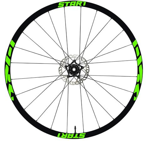 Felgenaufkleber für Fahrrad, 26 Zoll – 27,5 Zoll – 28 – 29 Zoll (66,6 – 63,5 cm) für Fahrrad, MTB, Fahrradaufkleber für Mountainbike, Artikelnummer: B0157 (28-29 Zoll, Neongrün)