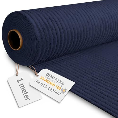 DreamRoots Cord Stoff Meterware Gewicht 380 g/m2 - Polsterstoff Cord Meterware 140 cm breit - Möbelstoff Meterware - Breitcord Meterware Blueberry Pie 1M