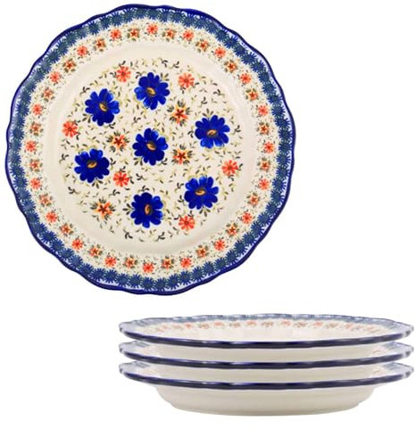 TYMYYS Pastateller Groß Tief, 8 Speiseteller, Kuchenteller, Mehrweg Teller Set, Pastateller, Nudelteller, Salatteller, Suppenteller, Dessertteller-Orchidee-Satz von 4, 8Zoll