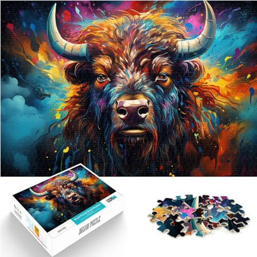 1000-teiliges Puzzle, Bison, Puzzles für 12-Jährige, Holzpuzzles, für Familienspaß und Spieleabende, Größe: 50 x 75 cm
