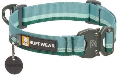 RUFFWEAR Top Rope Hundehalsband für kleine Hunde, bequemes und Starkes Gurtband zum Gassigehen mit dem Hund, Größe S (28–30 cm), River Rock Green