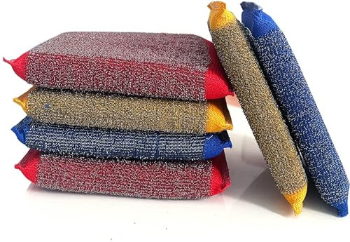 Steel Wool Sponges for Kitchen - Kitchen Scrubbers Dish Sponges, Non-Scratch Microfiber sponges for Cleaning, Pots and Pans Scrub Sponge(6 Pack)