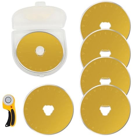 Rotary Cutter Blades for Fabric,45mm Replacement Blades 5PCS,Fits for Fiskars,OLFA,Dremel,Martelli,Truecut,DAFA,Fabric Cutting Blades Refill for Sewing Quilting Accessories Scrapbooking