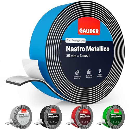 GAUDER Metallband selbstklebend blau I Magnethaftband ideal für Tonies®-Figuren & -Regale I Magnetband für Magnete | Ferroband I Eisenband I Stahlband (3 m)