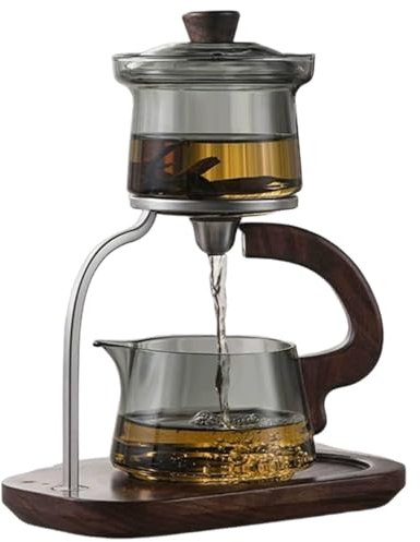 Théière magique – Lazy Kungfu Théière semi-automatique avec infuseur, contrôle magnétique, théière magique en verre avec rotation goutte à goutte et fonction de séparation de l'eau, parfaite pour les