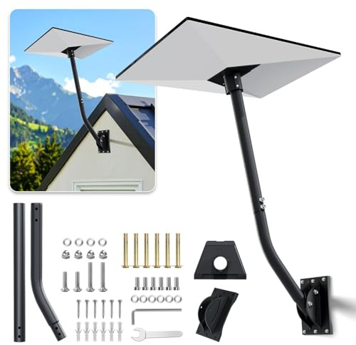 TNP for Gen 3 Starlink Mount - Adjustable Roof/Wall Mounting Pole Bracket Kit for Starlink V3 Standard Dish - 30 inch Extended Long Pole with Aluminum Pipe Adapter, Durable Support Arm | Roof and Wall Mounting Kit with Reversible Arm for Deep Eaves; Includes Aluminum Dish Adapter, Bases, Fasteners, and Tools