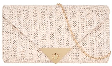 Meliyya Pochette en velours pour femme - Sac de soirée - Sac de mariage élégant - Sac à bandoulière - Petit sac à bandoulière, Paille A beige