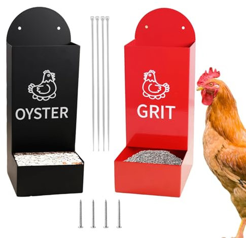 Faisseur De Coquilles D'huîtres - Paquet De 2 Mangeoires À Poulet En Métal | Eau D'alimentation De Poulet | Fenseur De Clôture Poulet Suspendu | Accessoires Coop | Waterer À L'extérieur | Équipement D