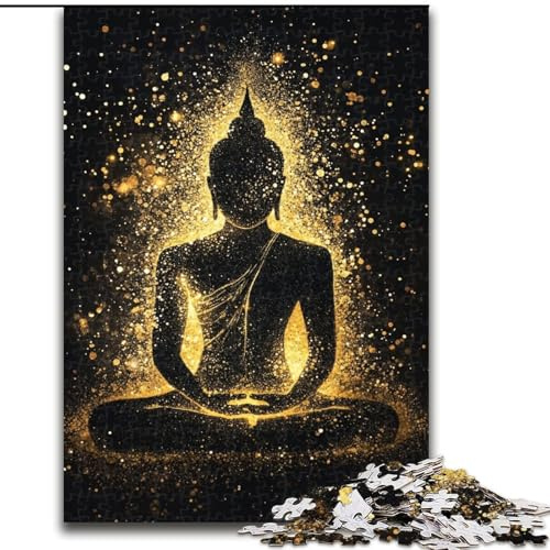 Puzzle für Erwachsene, 1000 Teile, Goldener Buddha, Holzpuzzle, interaktives Familienspiel, geeignet für Kinder ab 14 Jahren (Größe 50x75cm)