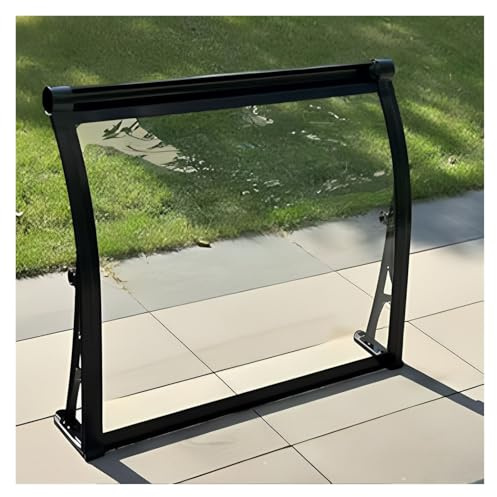 Tenda a baldacchino per esterni per ingresso e finestra, protezione UV curva in PVC trasparente (80 x 100 cm), design resistente alle intemperie