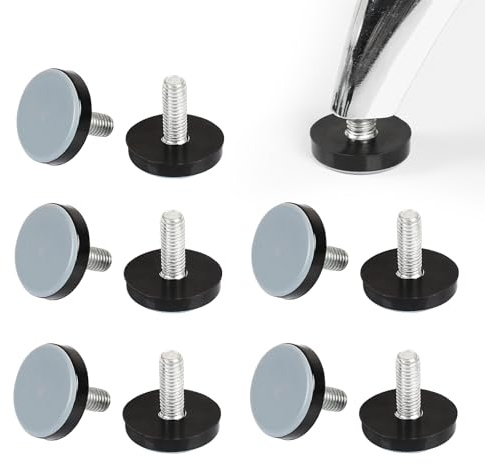 Feirdhoo 10 Stück Teflongleiter, Möbelfüße Nivellierfüße mit Gewinde M6 Ø 20mm Stellfüße, Einstellbare Stuhlgleiter, für Tischbeine Schrankbeine Sofa Höhenverstellbare Füße für Möbel