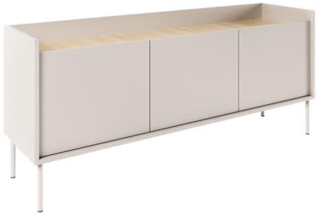 Selsey Mueble TV de Tres Puertas 140 cm Taupe/Roble Lindberg - Muebles de Salon Modernos, Mueble TV Salon con Acabado Mate, Diseño Clásico y Funcional, Almacenamiento Oculto, Hecho en Polonia