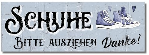 TypeStoff Türschild mit Spruch - Schuhe bitte ausziehen - Wandschild Dekoschild als Dekoration - 10 x 29 cm aus stabiler PVC Hartschaumplatte 5 mm, ultraleicht - TÜ-01577
