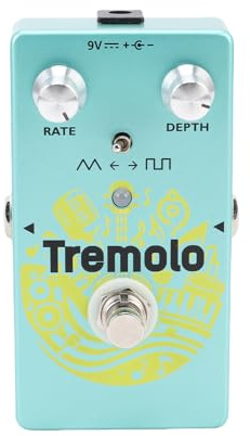 Xiuganpo Tremolo-Effektpedal, Zinklegierung, Analoges Tremolo-Gitarreneffekt-Modulationspedal für E-Gitarre und Bass, True Bypass, Echtzeit-Anpassungen, Vielseitige Modusumschaltung
