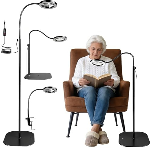 3en 1 10X Lampe Loupe avec Lumière et Support Lampe loupe | loupe grossissante avec lumiere ajustement de l'intensité de 10 % à 100 % 3 modes de couleurs adaptés pour la lecture et